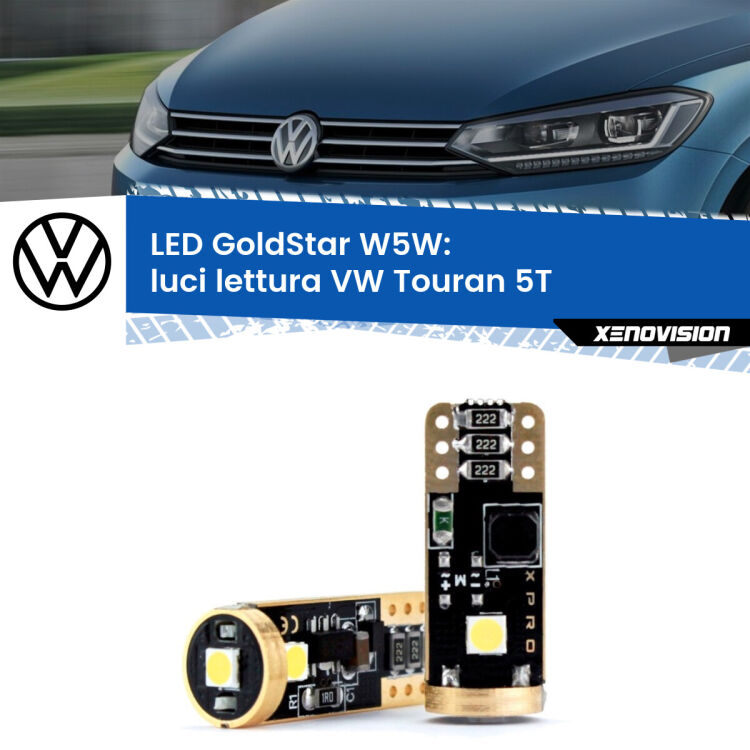 <strong>Luci Lettura LED VW Touran</strong> 5T 2015 - 2019: ottima luminosità a 360 gradi. Si inseriscono ovunque. Canbus, Top Quality.