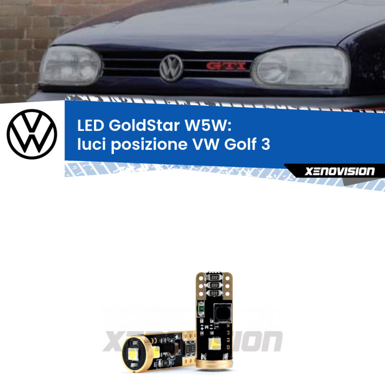 <strong>Luci posizione LED VW Golf 3</strong>  a parabola doppia: ottima luminosità a 360 gradi. Si inseriscono ovunque. Canbus, Top Quality.