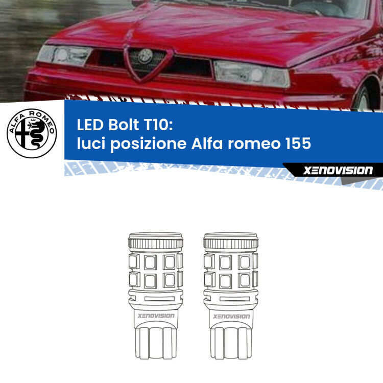 <strong>Luci posizione LED per Alfa romeo 155</strong>  1992-1997. Coppia lampade <strong>T10</strong> modello Bolt canbus.