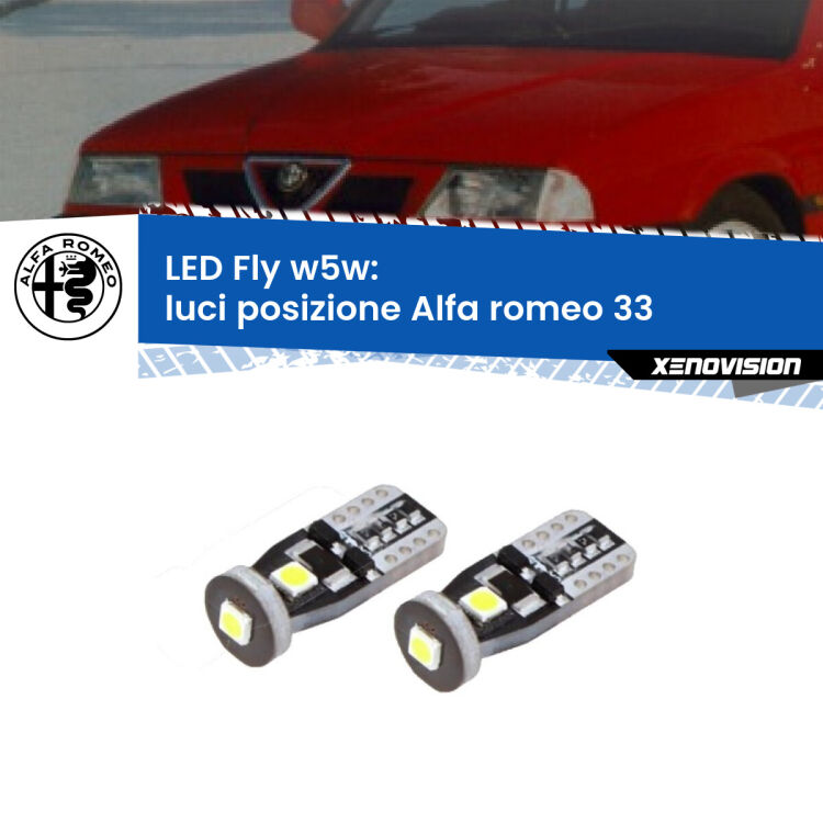 <strong>luci posizione LED per Alfa romeo 33</strong>  1990-1994. Coppia lampadine <strong>w5w</strong> Canbus compatte modello Fly Xenovision.