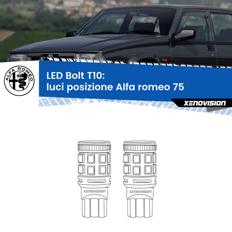 <strong>Luci posizione LED per Alfa romeo 75</strong>  1985-1992. Coppia lampade <strong>T10</strong> modello Bolt canbus.