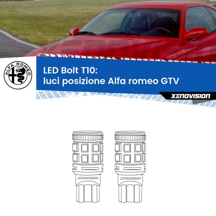 <strong>Luci posizione LED per Alfa romeo GTV</strong>  1995-2005. Coppia lampade <strong>T10</strong> modello Bolt canbus.