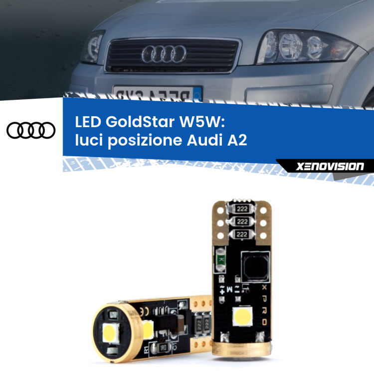 <strong>Luci posizione LED Audi A2</strong>  2000-2005: ottima luminosità a 360 gradi. Si inseriscono ovunque. Canbus, Top Quality.