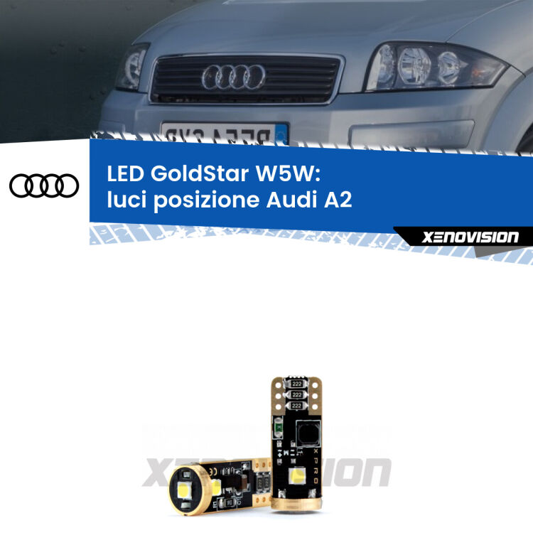 <strong>Luci posizione LED Audi A2</strong>  2000-2005: ottima luminosità a 360 gradi. Si inseriscono ovunque. Canbus, Top Quality.