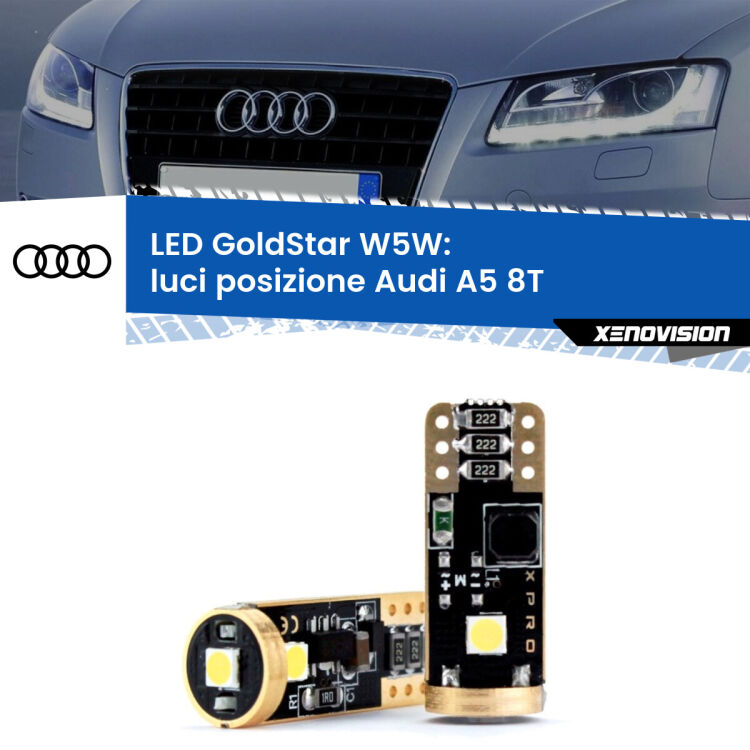 <strong>Luci posizione LED Audi A5</strong> 8T 2007-2017: ottima luminosità a 360 gradi. Si inseriscono ovunque. Canbus, Top Quality.