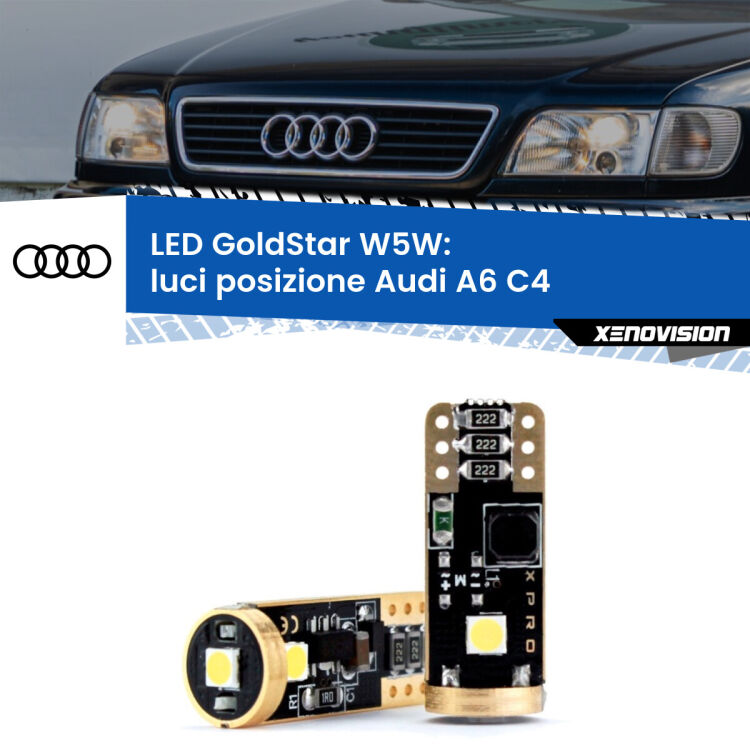 <strong>Luci posizione LED Audi A6</strong> C4 1994-1997: ottima luminosità a 360 gradi. Si inseriscono ovunque. Canbus, Top Quality.