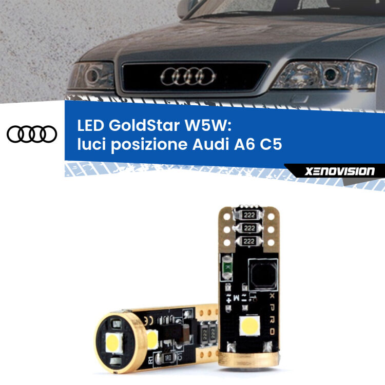 <strong>Luci posizione LED Audi A6</strong> C5 1997-2004: ottima luminosità a 360 gradi. Si inseriscono ovunque. Canbus, Top Quality.