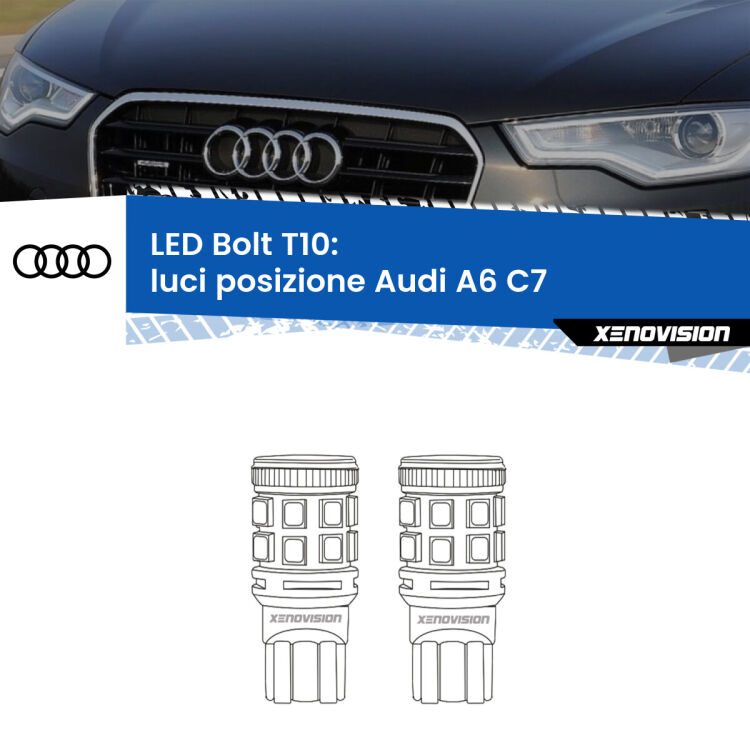 <strong>Luci posizione LED per Audi A6</strong> C7 2010-2018. Coppia lampade <strong>T10</strong> modello Bolt canbus.