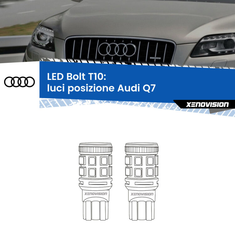 <strong>Luci posizione LED per Audi Q7</strong>  2006-2015. Coppia lampade <strong>T10</strong> modello Bolt canbus.