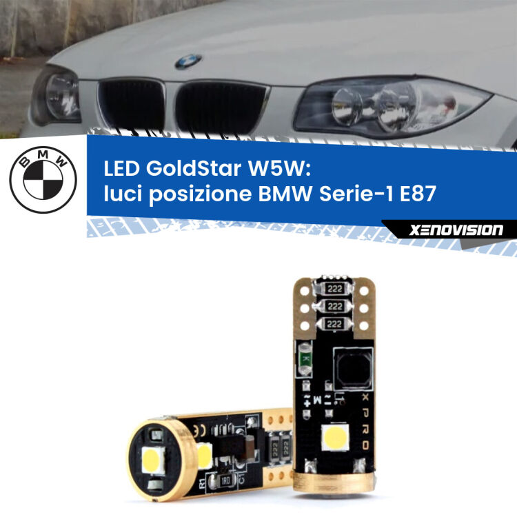 <strong>Luci posizione LED BMW Serie-1</strong> E87 2003-2012: ottima luminosità a 360 gradi. Si inseriscono ovunque. Canbus, Top Quality.