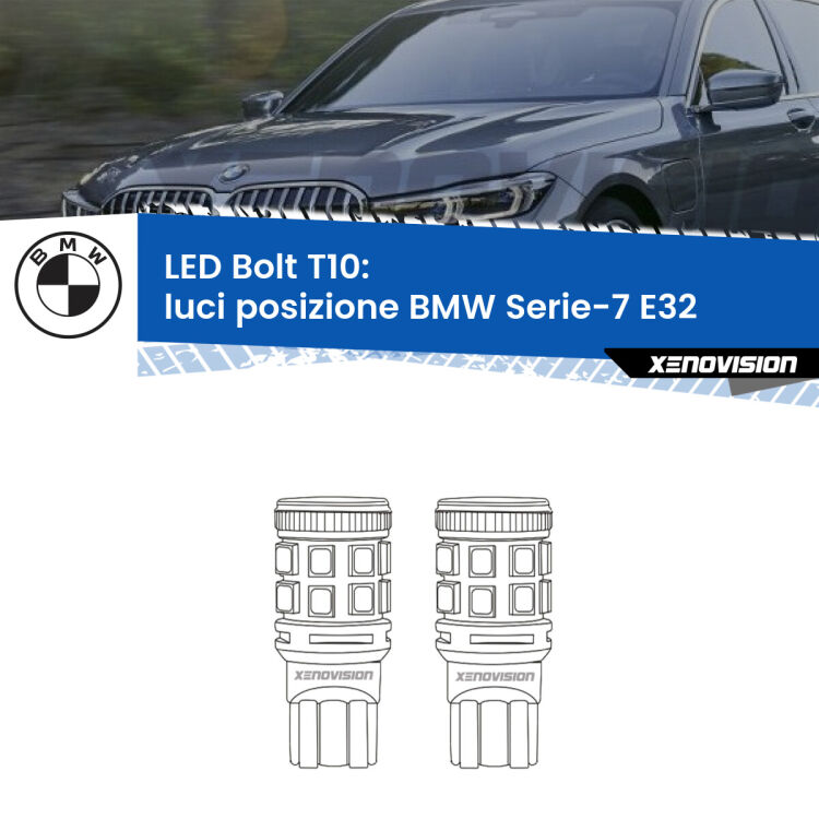 <strong>Luci posizione LED per BMW Serie-7</strong> E32 1986-1993. Coppia lampade <strong>T10</strong> modello Bolt canbus.