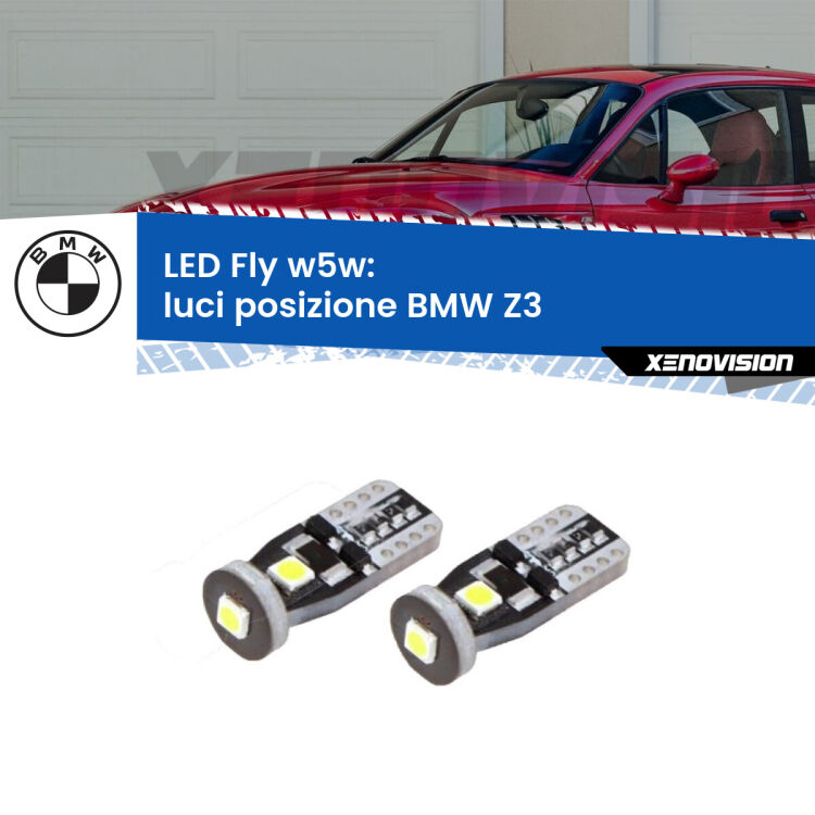 <strong>luci posizione LED per BMW Z3</strong>  1997-2003. Coppia lampadine <strong>w5w</strong> Canbus compatte modello Fly Xenovision.