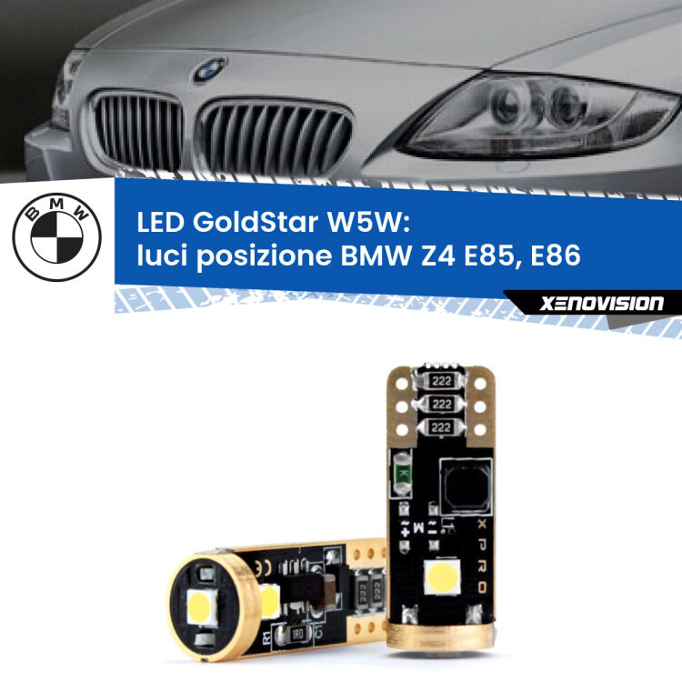 <strong>Luci posizione LED BMW Z4</strong> E85, E86 2003-2008: ottima luminosità a 360 gradi. Si inseriscono ovunque. Canbus, Top Quality.