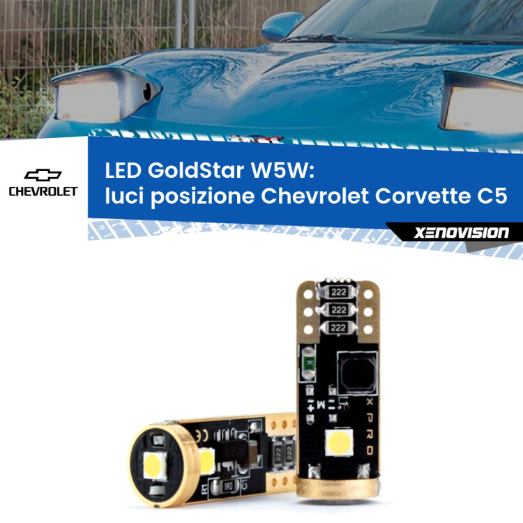 <strong>Luci posizione LED Chevrolet Corvette</strong> C5 1997-2004: ottima luminosità a 360 gradi. Si inseriscono ovunque. Canbus, Top Quality.