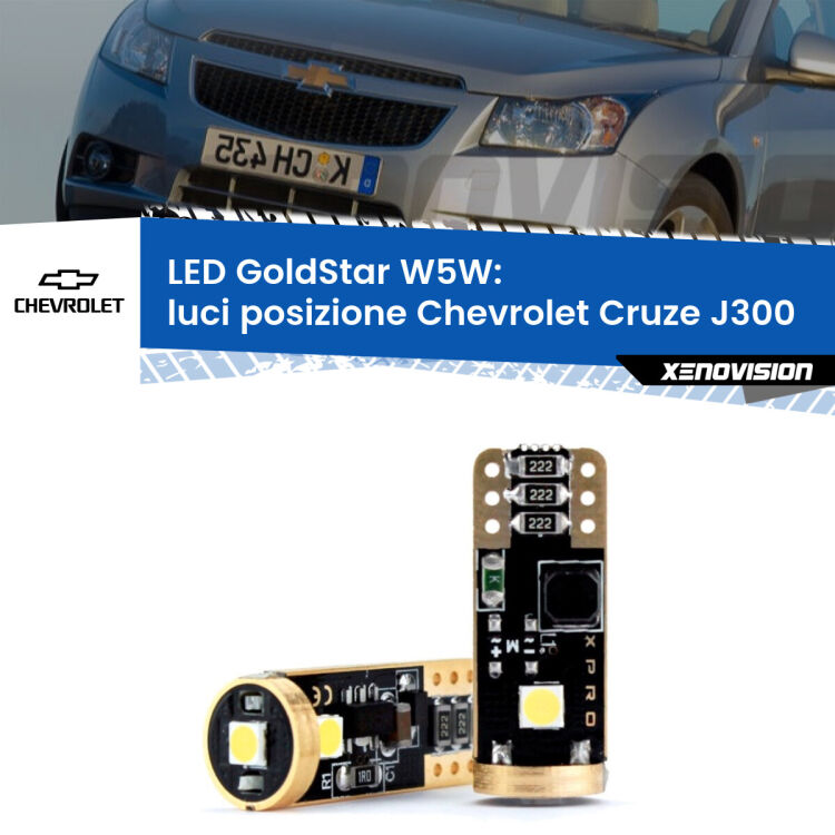 <strong>Luci posizione LED Chevrolet Cruze</strong> J300 2009-2019: ottima luminosità a 360 gradi. Si inseriscono ovunque. Canbus, Top Quality.