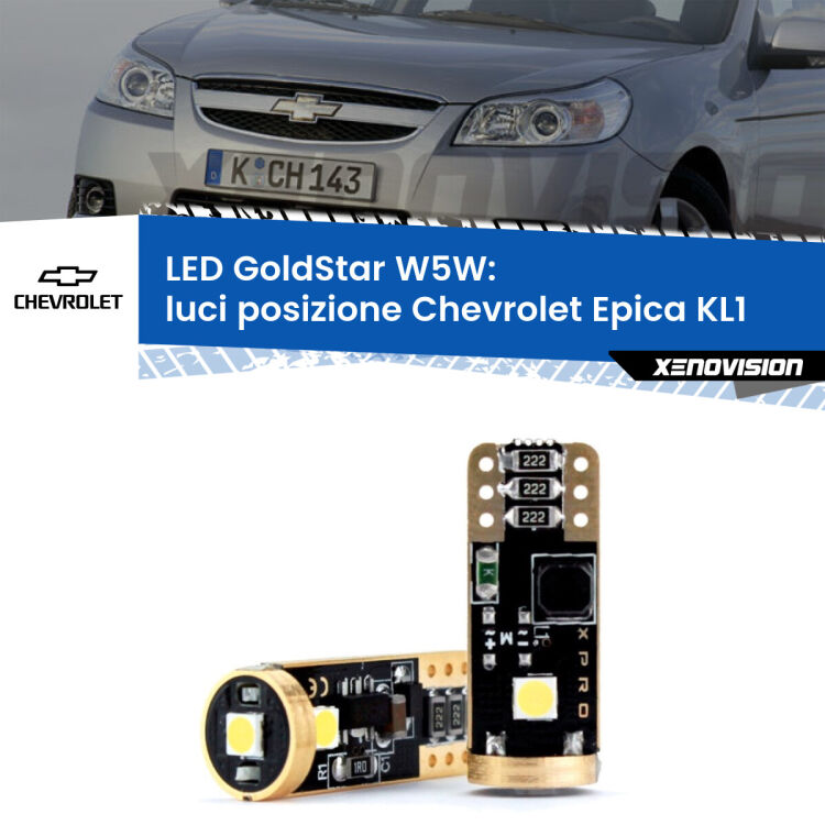 <strong>Luci posizione LED Chevrolet Epica</strong> KL1 2005-2011: ottima luminosità a 360 gradi. Si inseriscono ovunque. Canbus, Top Quality.