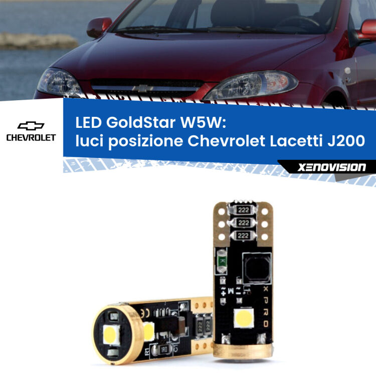 <strong>Luci posizione LED Chevrolet Lacetti</strong> J200 2002-2009: ottima luminosità a 360 gradi. Si inseriscono ovunque. Canbus, Top Quality.