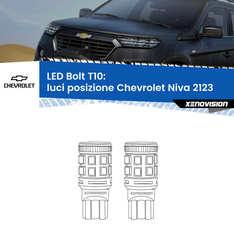 <strong>Luci posizione LED per Chevrolet Niva</strong> 2123 2002-2009. Coppia lampade <strong>T10</strong> modello Bolt canbus.