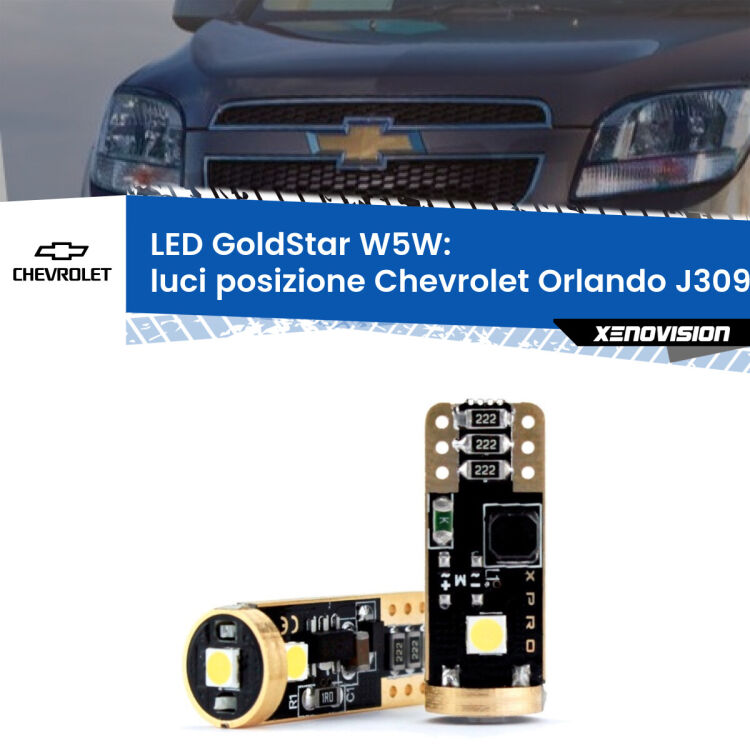 <strong>Luci posizione LED Chevrolet Orlando</strong> J309 2011-2019: ottima luminosità a 360 gradi. Si inseriscono ovunque. Canbus, Top Quality.