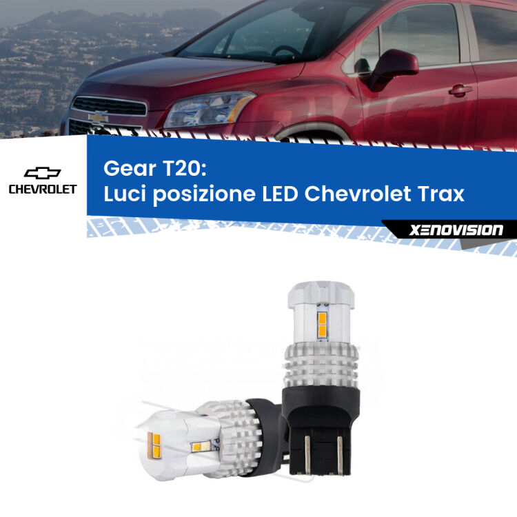 <strong>LED T20 </strong><strong>Luci posizione</strong> <strong>Chevrolet</strong> <strong>Trax </strong> 2012in poi. Coppia LED effetto Stealth, ottima resa in ogni direzione, Qualità Massima.