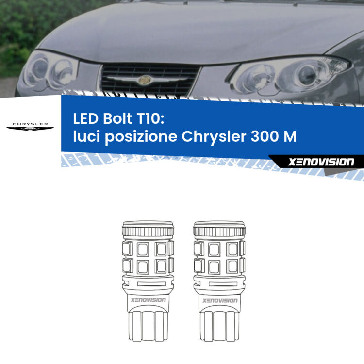 <strong>Luci posizione LED per Chrysler 300 M</strong>  1998-2004. Coppia lampade <strong>T10</strong> modello Bolt canbus.