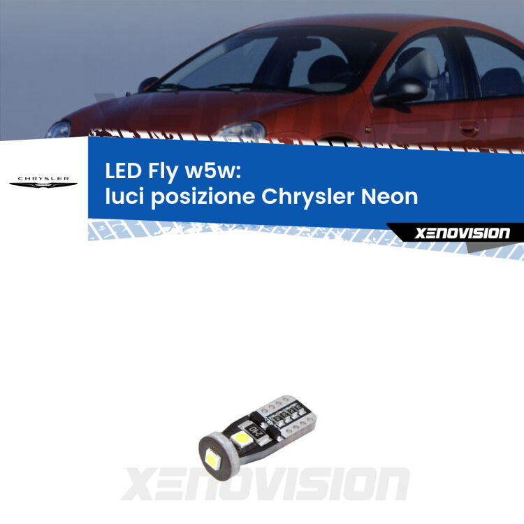 <strong>luci posizione LED per Chrysler Neon</strong>  1994-1999. Coppia lampadine <strong>w5w</strong> Canbus compatte modello Fly Xenovision.