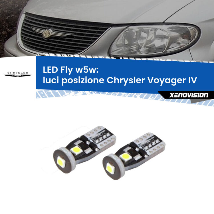 <strong>luci posizione LED per Chrysler Voyager IV</strong>  2000-2007. Coppia lampadine <strong>w5w</strong> Canbus compatte modello Fly Xenovision.