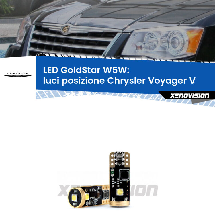 <strong>Luci posizione LED Chrysler Voyager V</strong>  2007-2016: ottima luminosità a 360 gradi. Si inseriscono ovunque. Canbus, Top Quality.