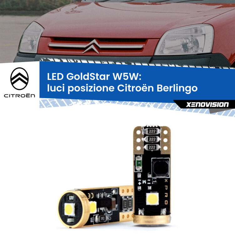 <strong>Luci posizione LED Citroën Berlingo</strong>  1996-2007: ottima luminosità a 360 gradi. Si inseriscono ovunque. Canbus, Top Quality.