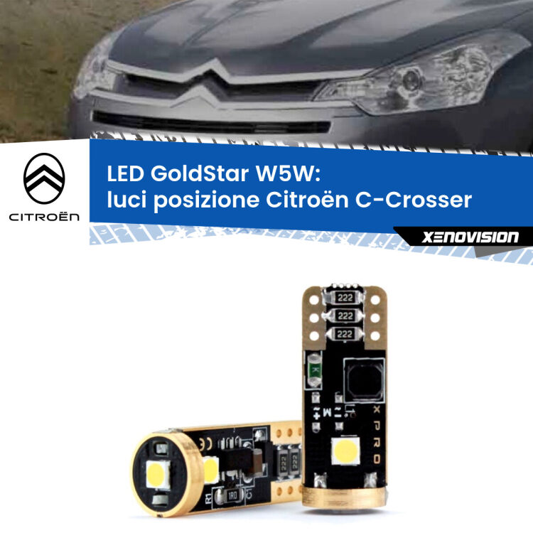 <strong>Luci posizione LED Citroën C-Crosser</strong>  2007-2012: ottima luminosità a 360 gradi. Si inseriscono ovunque. Canbus, Top Quality.