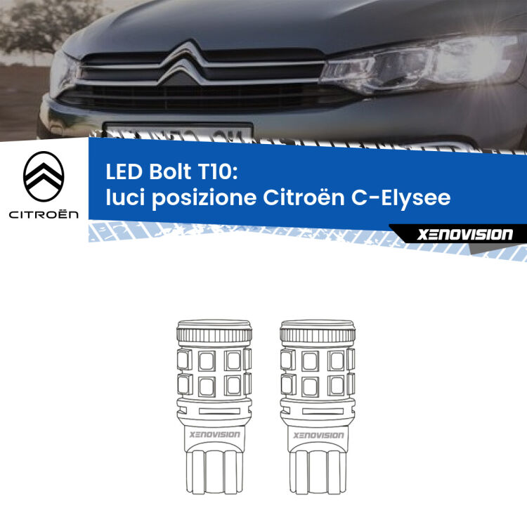 <strong>Luci posizione LED per Citroën C-Elysee</strong>  prima serie. Coppia lampade <strong>T10</strong> modello Bolt canbus.