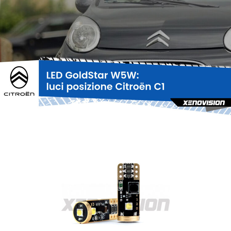 <strong>Luci posizione LED Citroën C1</strong>  2005-2013: ottima luminosità a 360 gradi. Si inseriscono ovunque. Canbus, Top Quality.