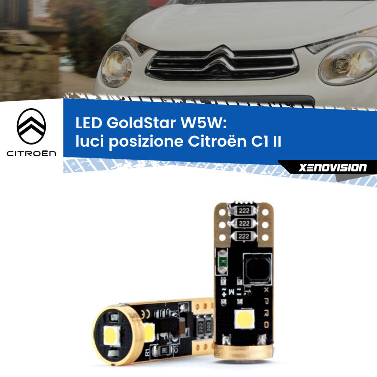 <strong>Luci posizione LED Citroën C1</strong> II 2014in poi: ottima luminosità a 360 gradi. Si inseriscono ovunque. Canbus, Top Quality.