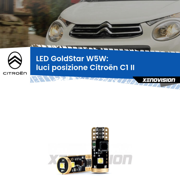 <strong>Luci posizione LED Citroën C1</strong> II 2014in poi: ottima luminosità a 360 gradi. Si inseriscono ovunque. Canbus, Top Quality.