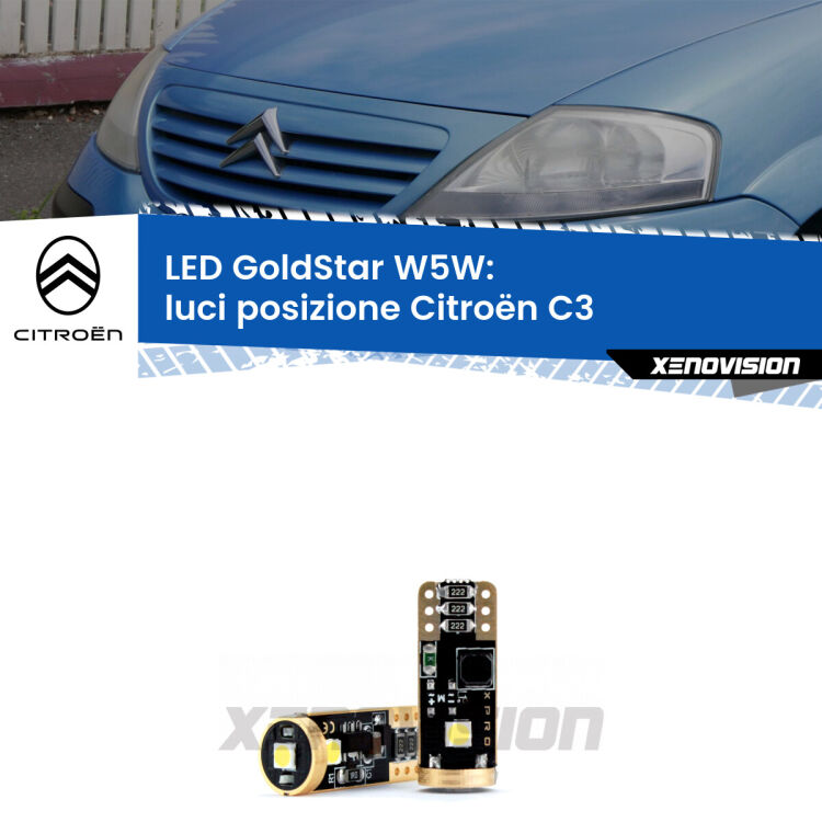 <strong>Luci posizione LED Citroën C3</strong>  2002-2009: ottima luminosità a 360 gradi. Si inseriscono ovunque. Canbus, Top Quality.