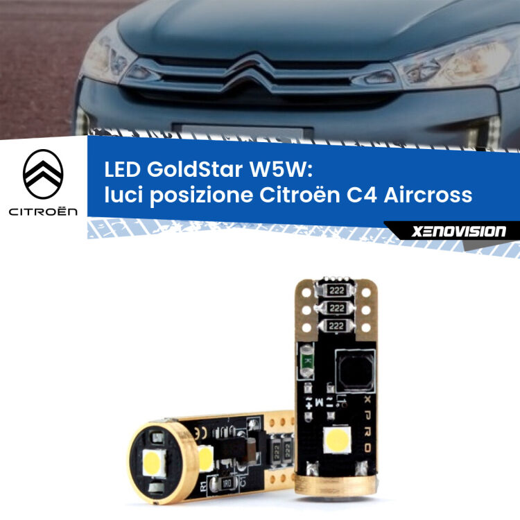 <strong>Luci posizione LED Citroën C4 Aircross</strong>  2010-2018: ottima luminosità a 360 gradi. Si inseriscono ovunque. Canbus, Top Quality.