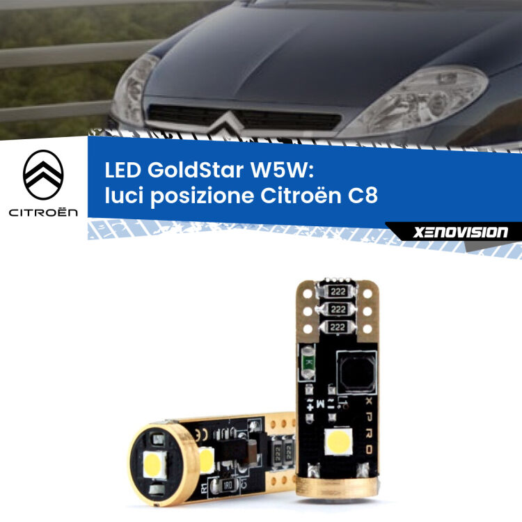 <strong>Luci posizione LED Citroën C8</strong>  2002-2010: ottima luminosità a 360 gradi. Si inseriscono ovunque. Canbus, Top Quality.