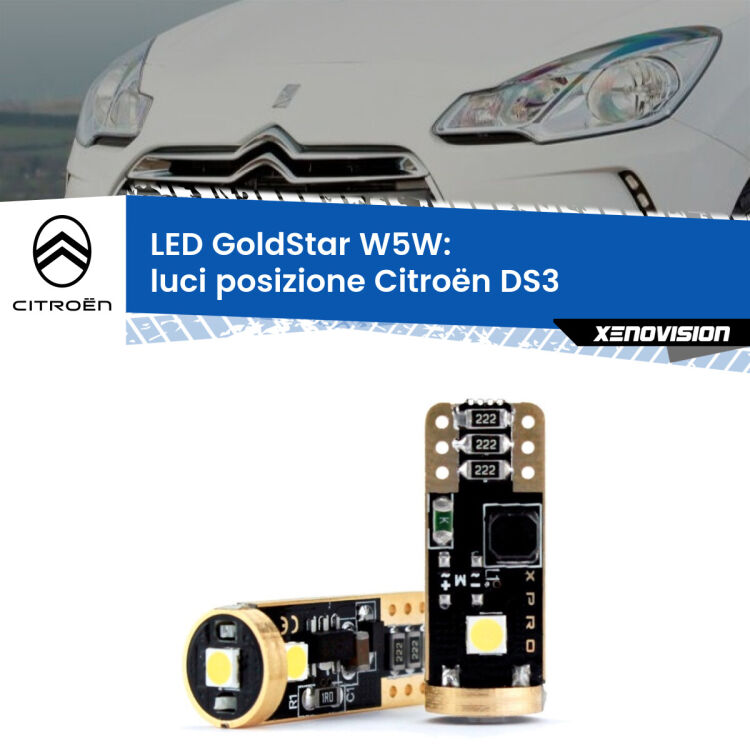 <strong>Luci posizione LED Citroën DS3</strong>  2009-2015: ottima luminosità a 360 gradi. Si inseriscono ovunque. Canbus, Top Quality.