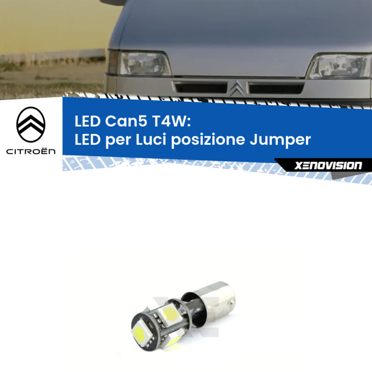 <strong>luci posizione LED per Citroën Jumper</strong>  1994-2002. Lampadina <strong>T4W</strong> BA9s Canbus da Xenovision.