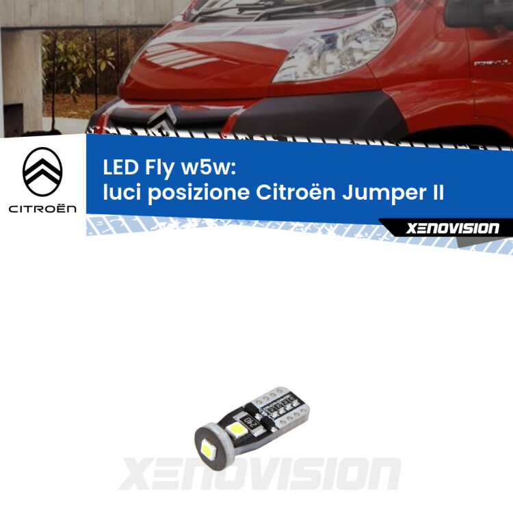 <strong>luci posizione LED per Citroën Jumper</strong> II 2002in poi. Coppia lampadine <strong>w5w</strong> Canbus compatte modello Fly Xenovision.