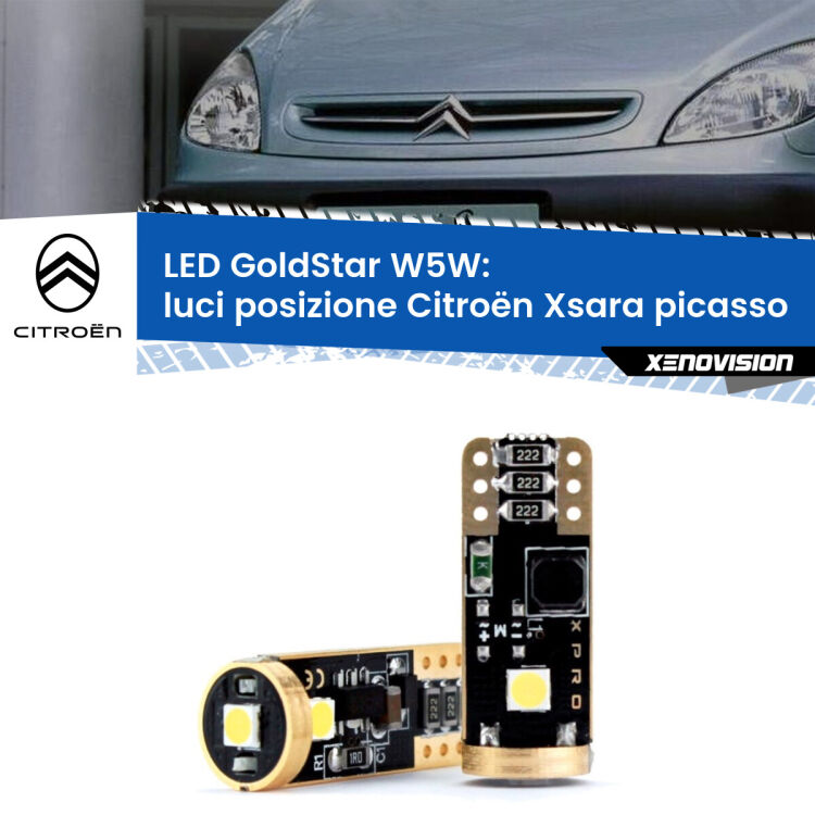 <strong>Luci posizione LED Citroën Xsara picasso</strong>  1999-2012: ottima luminosità a 360 gradi. Si inseriscono ovunque. Canbus, Top Quality.