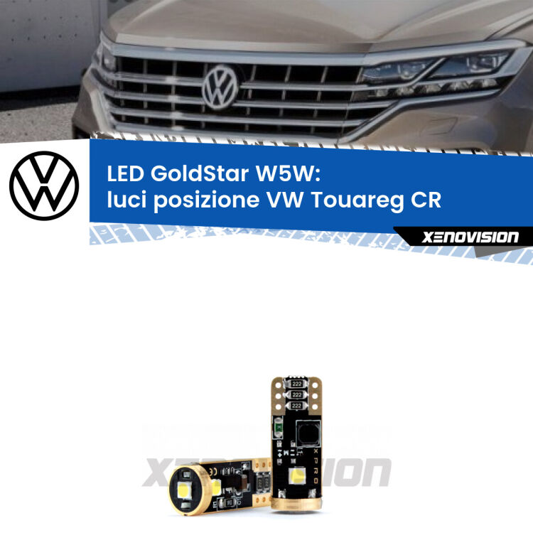 <strong>Luci posizione LED VW Touareg</strong> CR con luci svolta: ottima luminosità a 360 gradi. Si inseriscono ovunque. Canbus, Top Quality.