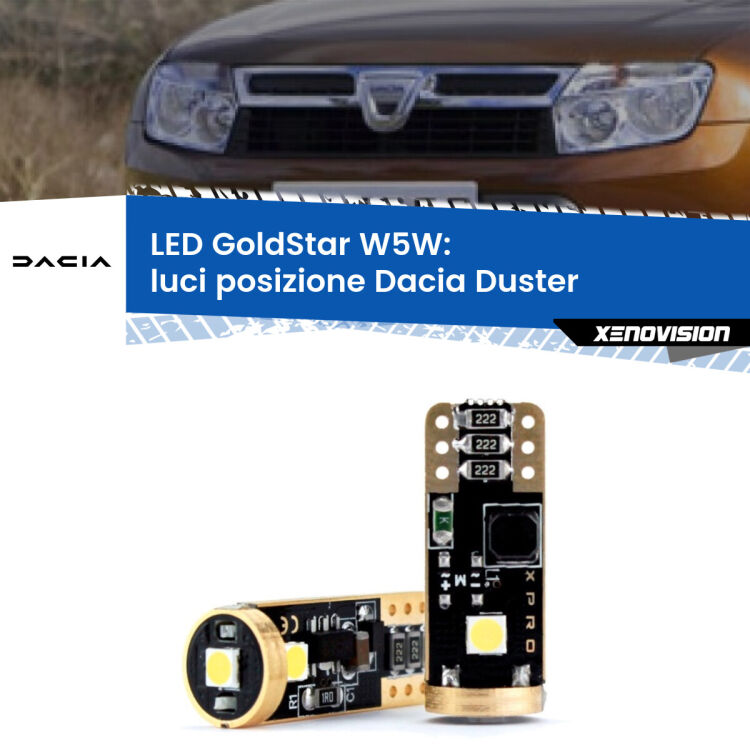 <strong>Luci posizione LED Dacia Duster</strong>  senza luci diurne: ottima luminosità a 360 gradi. Si inseriscono ovunque. Canbus, Top Quality.