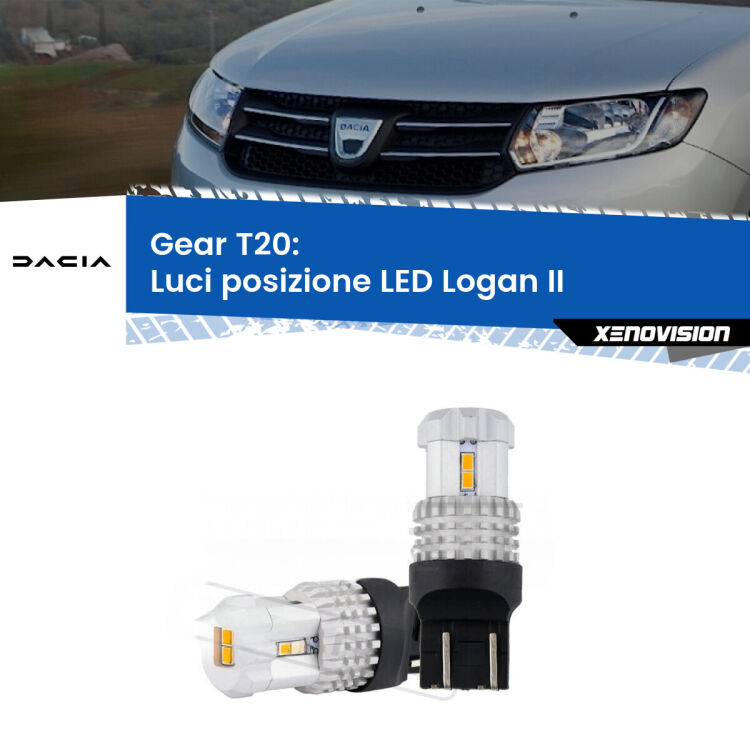 <strong>LED T20 </strong><strong>Luci posizione</strong> <strong>Dacia</strong> <strong>Logan </strong>(II) 2012in poi. Coppia LED effetto Stealth, ottima resa in ogni direzione, Qualità Massima.