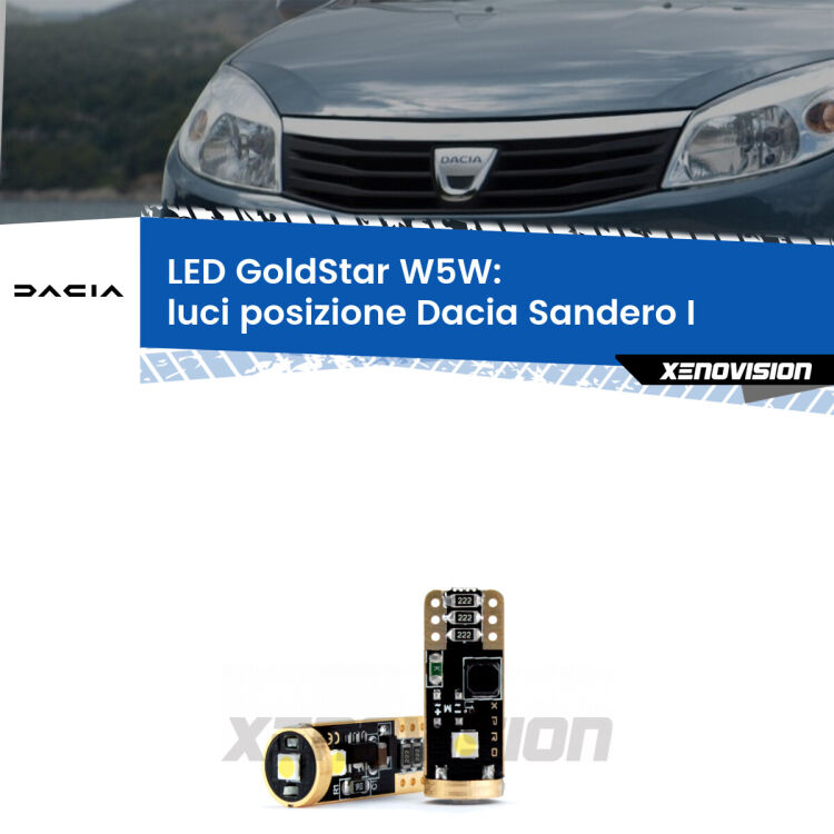 <strong>Luci posizione LED Dacia Sandero I</strong>  2008-2012: ottima luminosità a 360 gradi. Si inseriscono ovunque. Canbus, Top Quality.