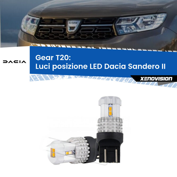 <strong>LED T20 </strong><strong>Luci posizione</strong> <strong>Dacia</strong> <strong>Sandero II </strong> 2012in poi. Coppia LED effetto Stealth, ottima resa in ogni direzione, Qualità Massima.