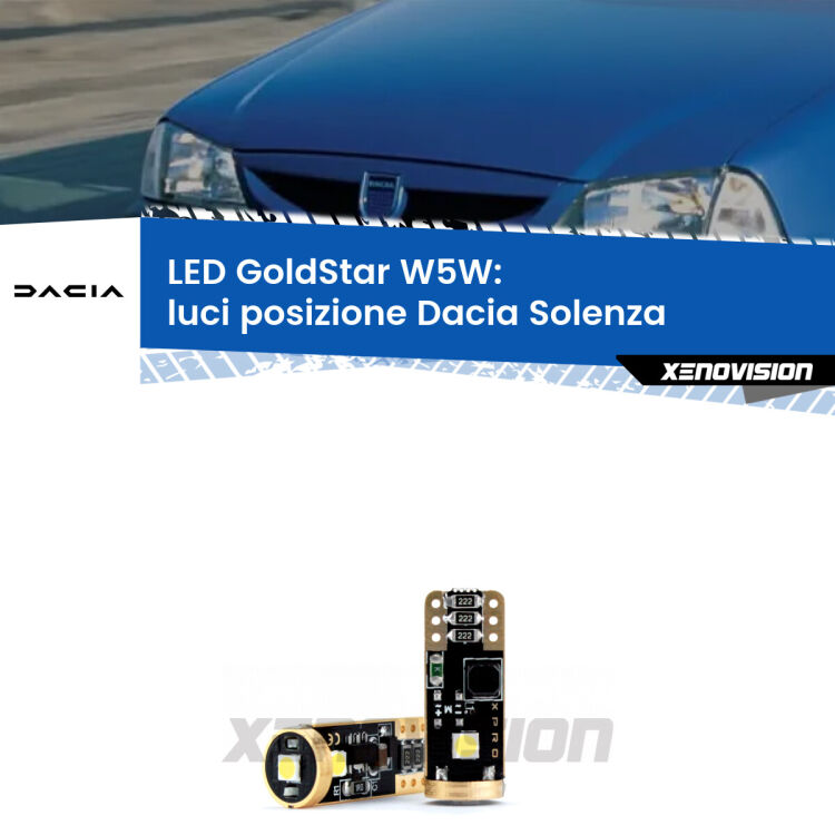 <strong>Luci posizione LED Dacia Solenza</strong>  2003in poi: ottima luminosità a 360 gradi. Si inseriscono ovunque. Canbus, Top Quality.