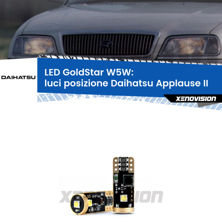 <strong>Luci posizione LED Daihatsu Applause</strong> II 1997-2000: ottima luminosità a 360 gradi. Si inseriscono ovunque. Canbus, Top Quality.