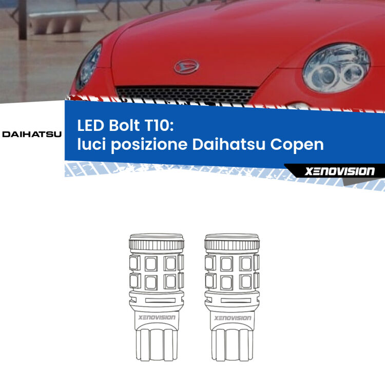 <strong>Luci posizione LED per Daihatsu Copen</strong>  2003-2012. Coppia lampade <strong>T10</strong> modello Bolt canbus.