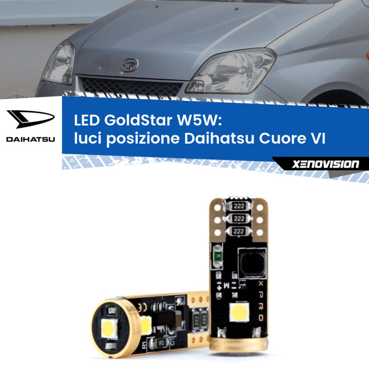 <strong>Luci posizione LED Daihatsu Cuore VI</strong>  2003-2007: ottima luminosità a 360 gradi. Si inseriscono ovunque. Canbus, Top Quality.